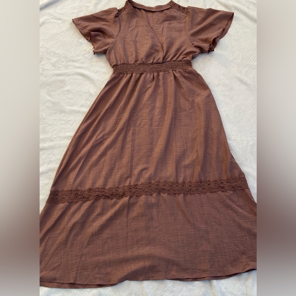 SHEIN Chocolate Dusty Rose Maxi Dress